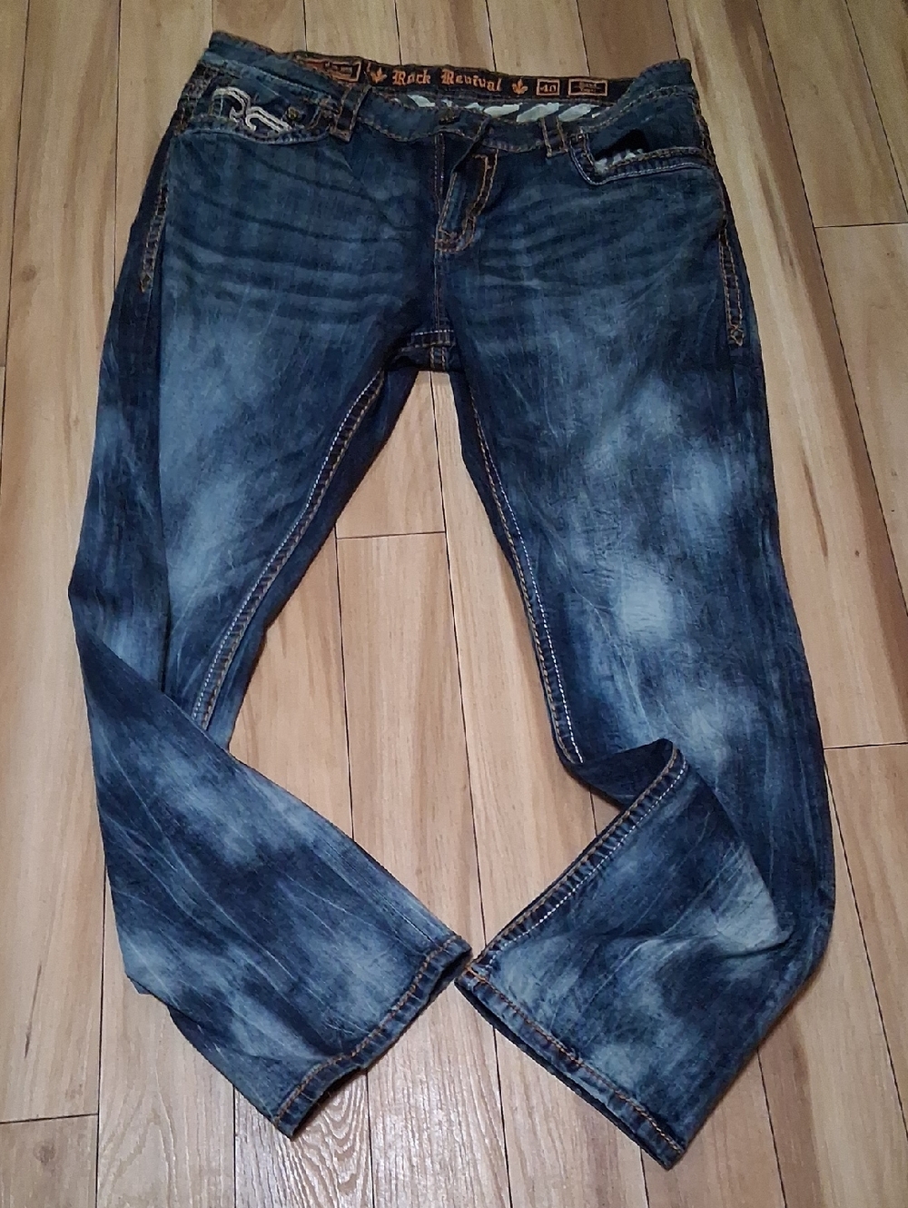 Rock Revival Men's Washed Blue Jeans